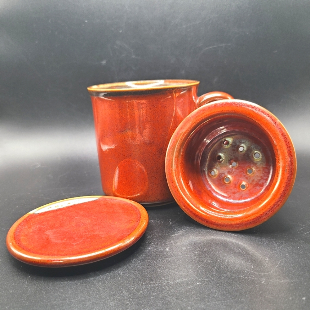 Vintage Stoneware Tea Mug Infuser And Lid North American Trading Company Japan